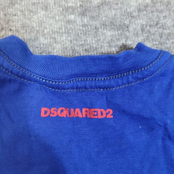 Dsquared2 Kids Shirt 18 Months Royal Blue Short Sleeve Logo Print On The Chest - Picture 3 of 9